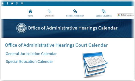 Office of Administrative Hearings Calendar .